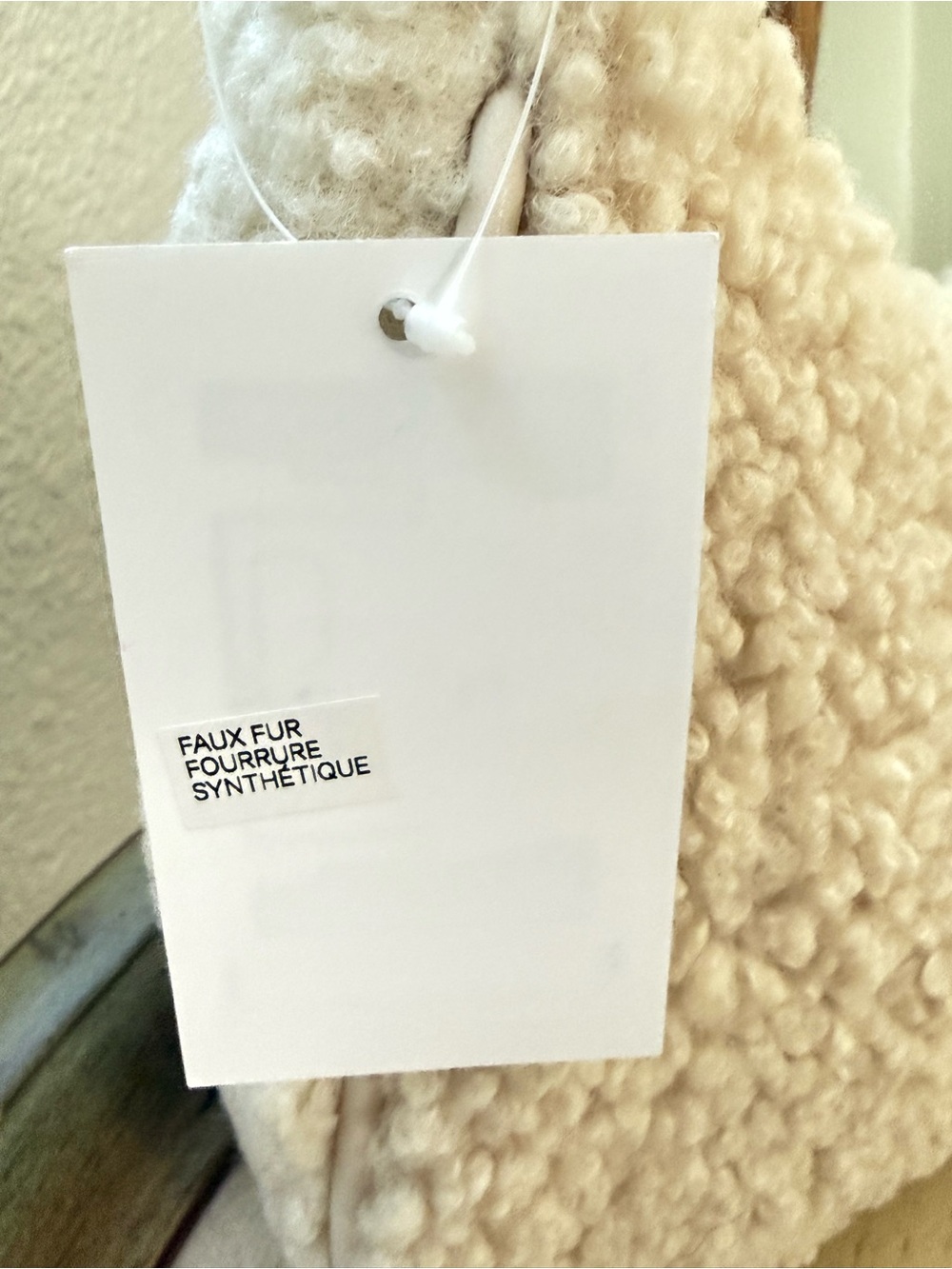 H&M Cream Teddy Fur Fluffy Shoulder Bag Baguette - Picture 10 of 15